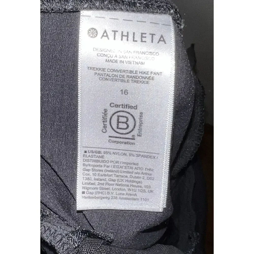 Athleta Hiking Pants Zip Off Legs Nylon Women Black Size 16 Utility Work Cargo - Picture 10 of 10